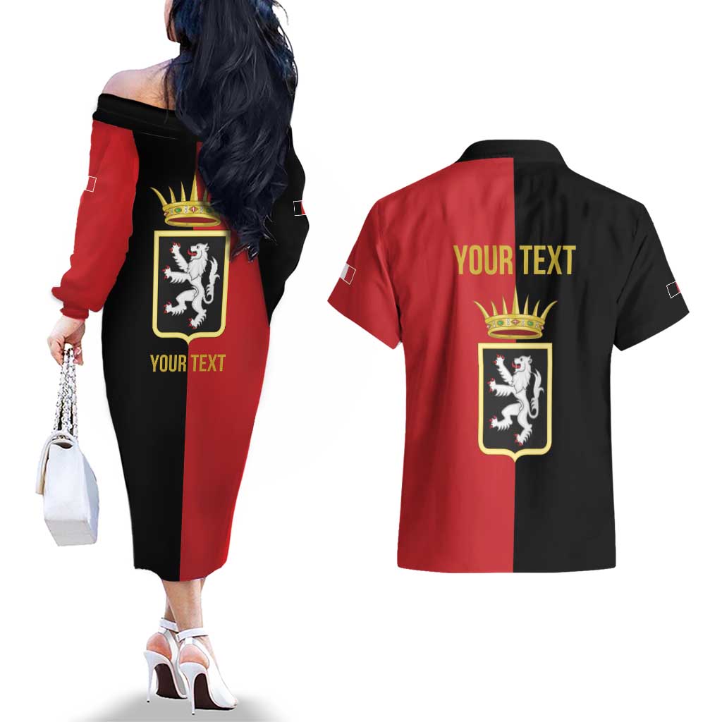 Personalized Italy Aosta Valley Couples Matching Off The Shoulder Long Sleeve Dress and Hawaiian Shirt Inspiration Flags Style