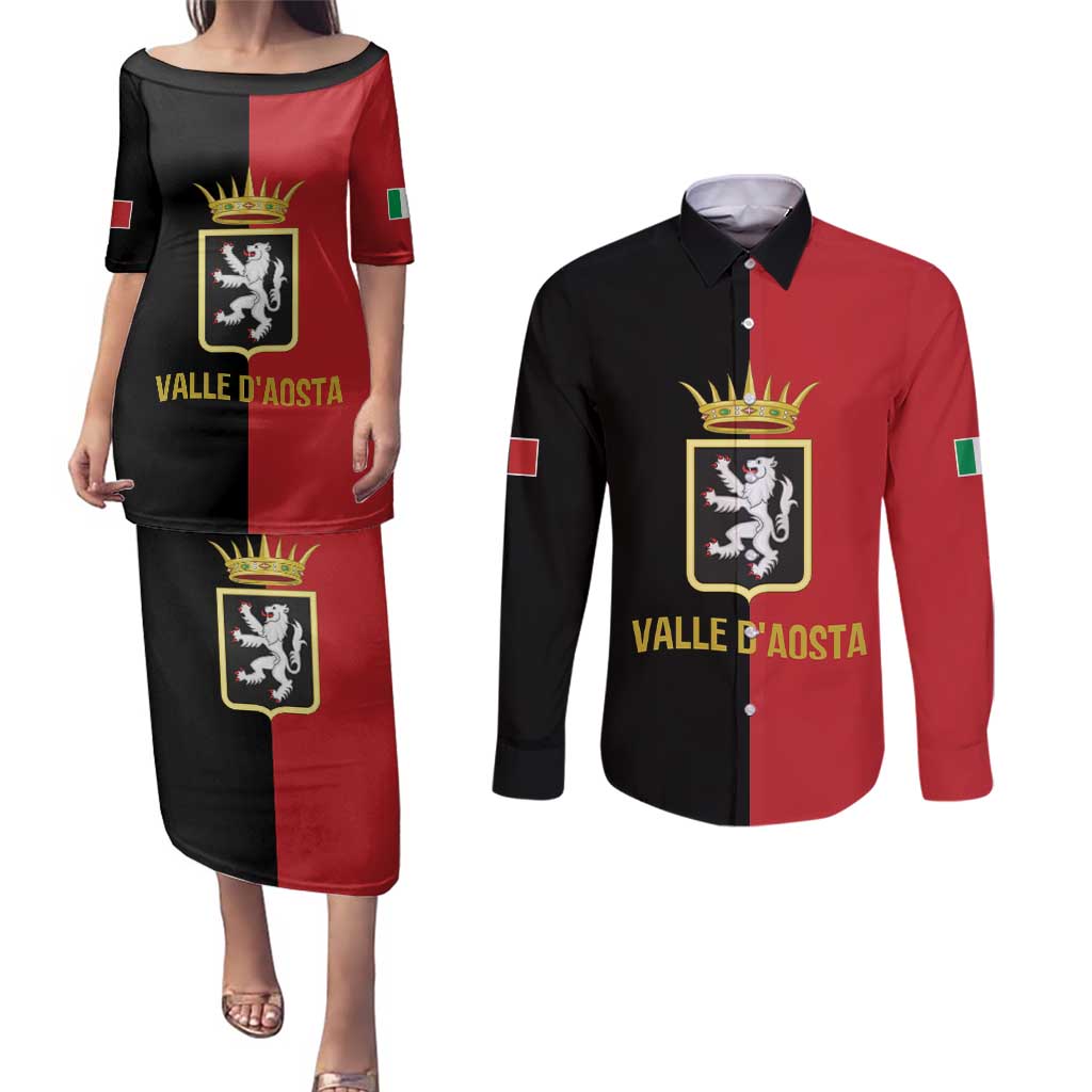 Personalized Italy Aosta Valley Couples Matching Puletasi and Long Sleeve Button Shirt Inspiration Flags Style
