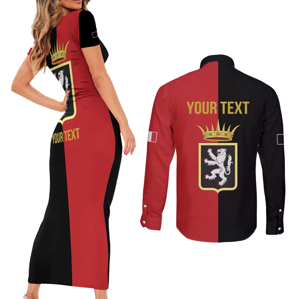 Personalized Italy Aosta Valley Couples Matching Short Sleeve Bodycon Dress and Long Sleeve Button Shirt Inspiration Flags Style