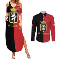 Personalized Italy Aosta Valley Couples Matching Summer Maxi Dress and Long Sleeve Button Shirt Inspiration Flags Style