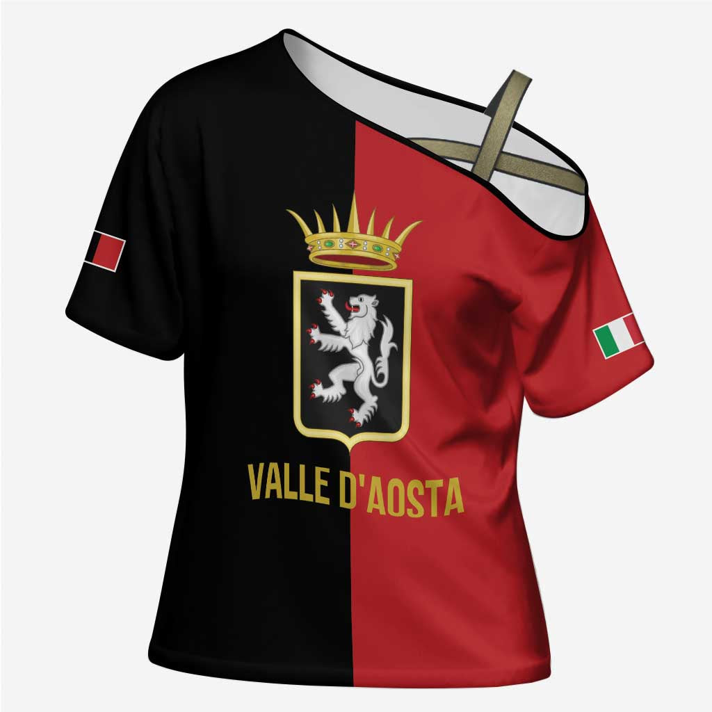 Personalized Italy Aosta Valley Cross Shoulder Shirt Inspiration Flags Style - Wonder Print Shop