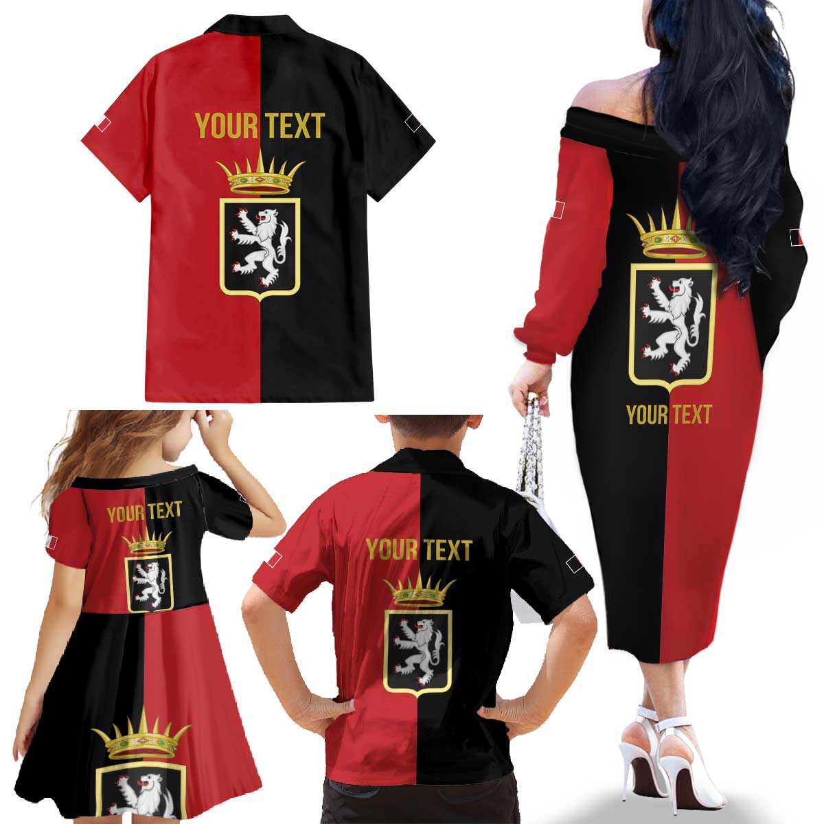 Personalized Italy Aosta Valley Family Matching Off The Shoulder Long Sleeve Dress and Hawaiian Shirt Inspiration Flags Style