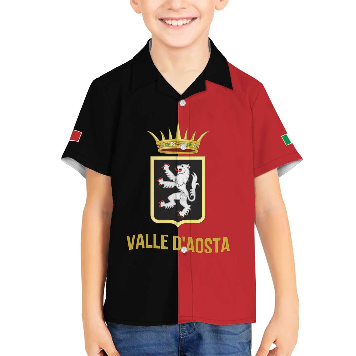 Personalized Italy Aosta Valley Family Matching Off The Shoulder Long Sleeve Dress and Hawaiian Shirt Inspiration Flags Style