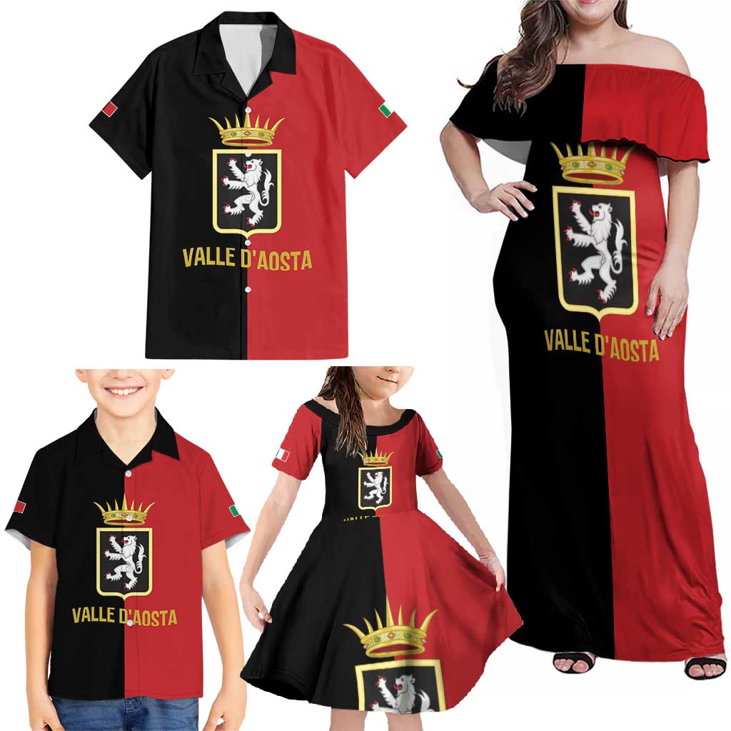 Personalized Italy Aosta Valley Family Matching Off Shoulder Maxi Dress and Hawaiian Shirt Inspiration Flags Style