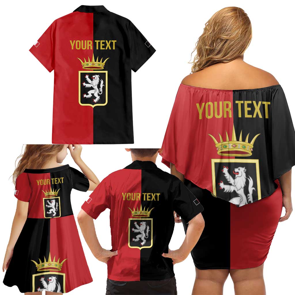 Personalized Italy Aosta Valley Family Matching Off Shoulder Short Dress and Hawaiian Shirt Inspiration Flags Style