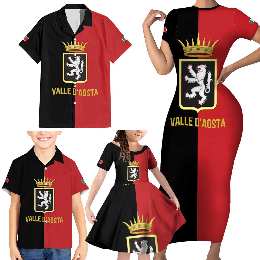 Personalized Italy Aosta Valley Family Matching Short Sleeve Bodycon Dress and Hawaiian Shirt Inspiration Flags Style