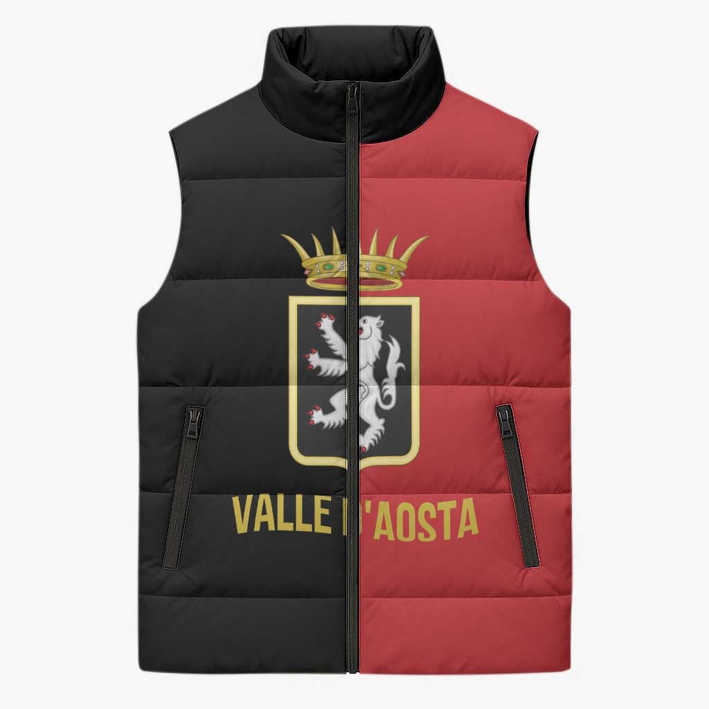 Personalized Italy Aosta Valley Sleeveless Puffer Jacket Inspiration Flags Style - Wonder Print Shop
