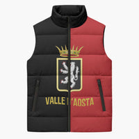 Personalized Italy Aosta Valley Sleeveless Puffer Jacket Inspiration Flags Style - Wonder Print Shop