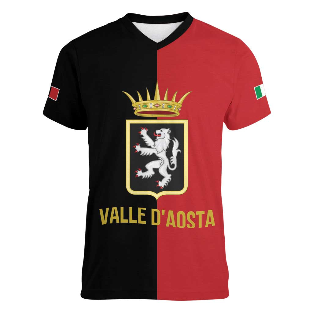 Personalized Italy Aosta Valley Women V-Neck T-Shirt Inspiration Flags Style