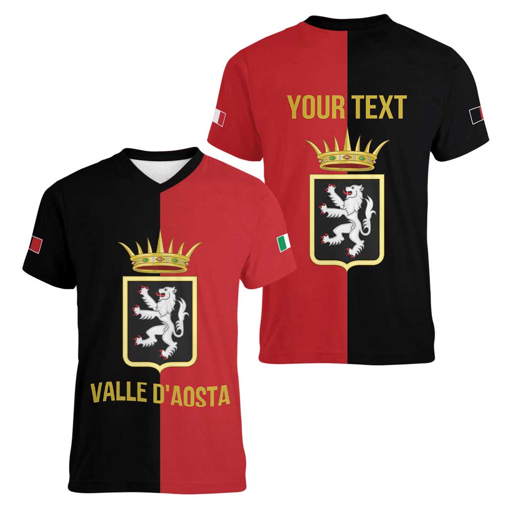 Personalized Italy Aosta Valley Women V-Neck T-Shirt Inspiration Flags Style