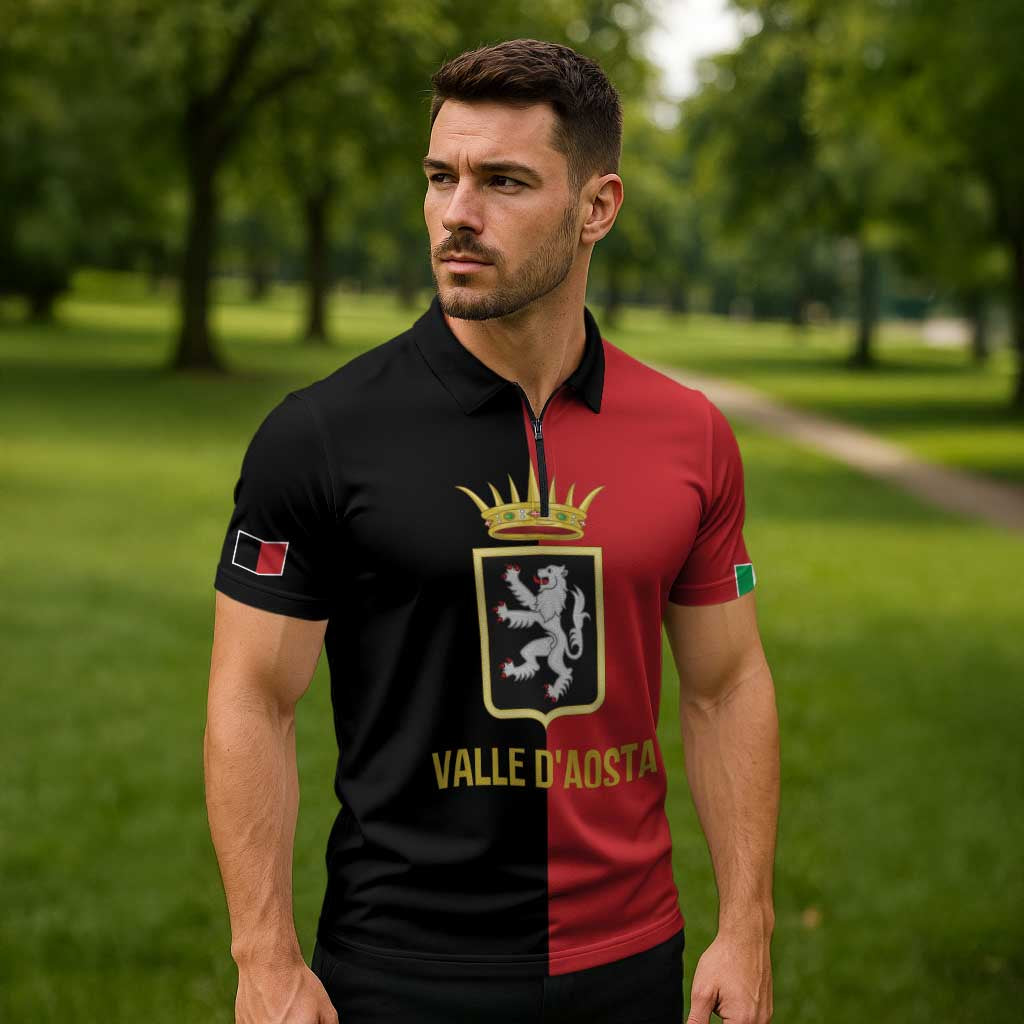 Personalized Italy Aosta Valley Zipper Polo Shirt Inspiration Flags Style - Wonder Print Shop