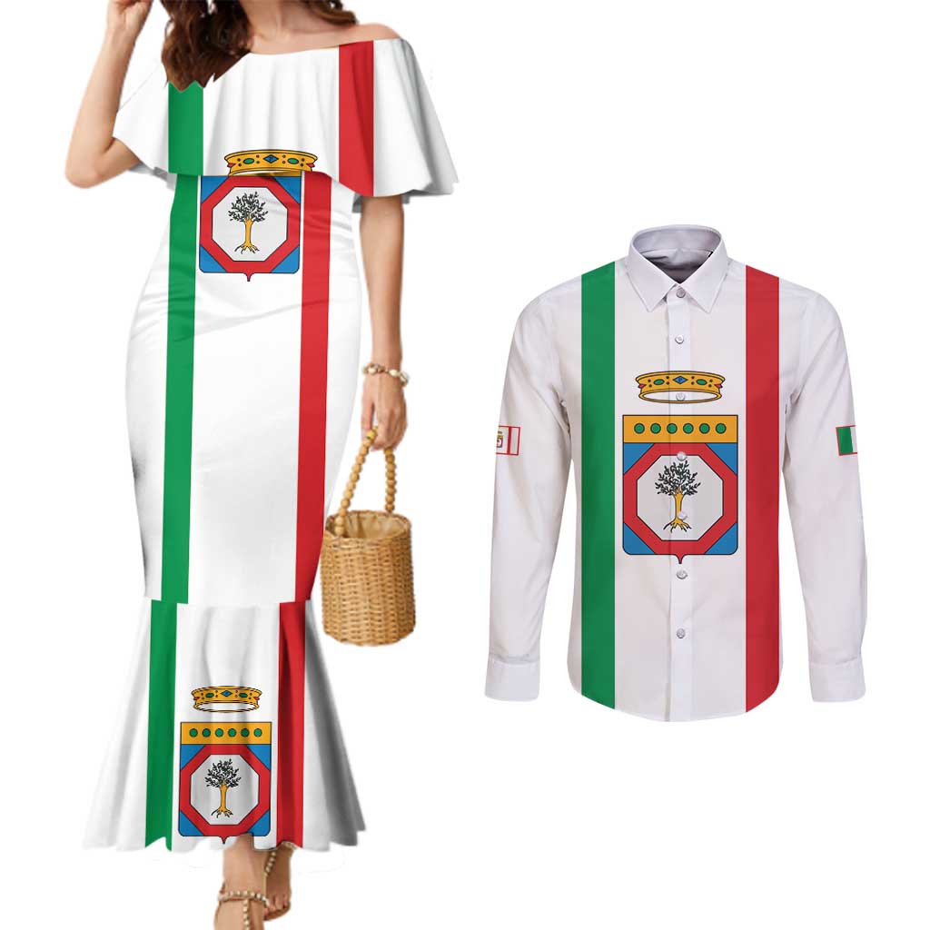 Personalized Italy Apulia Couples Matching Mermaid Dress and Long Sleeve Button Shirt Inspiration Flags Style