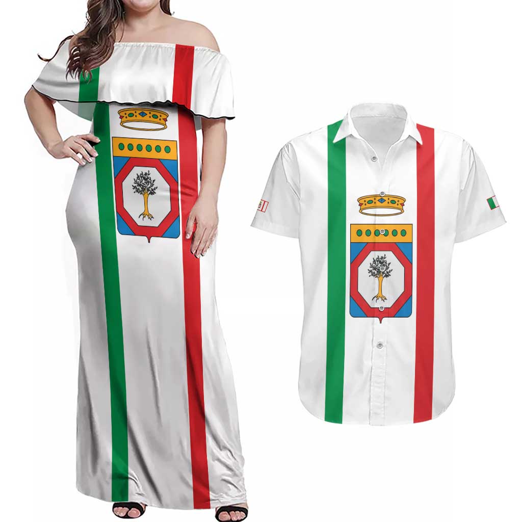 Personalized Italy Apulia Couples Matching Off Shoulder Maxi Dress and Hawaiian Shirt Inspiration Flags Style