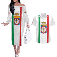 Personalized Italy Apulia Couples Matching Off The Shoulder Long Sleeve Dress and Hawaiian Shirt Inspiration Flags Style