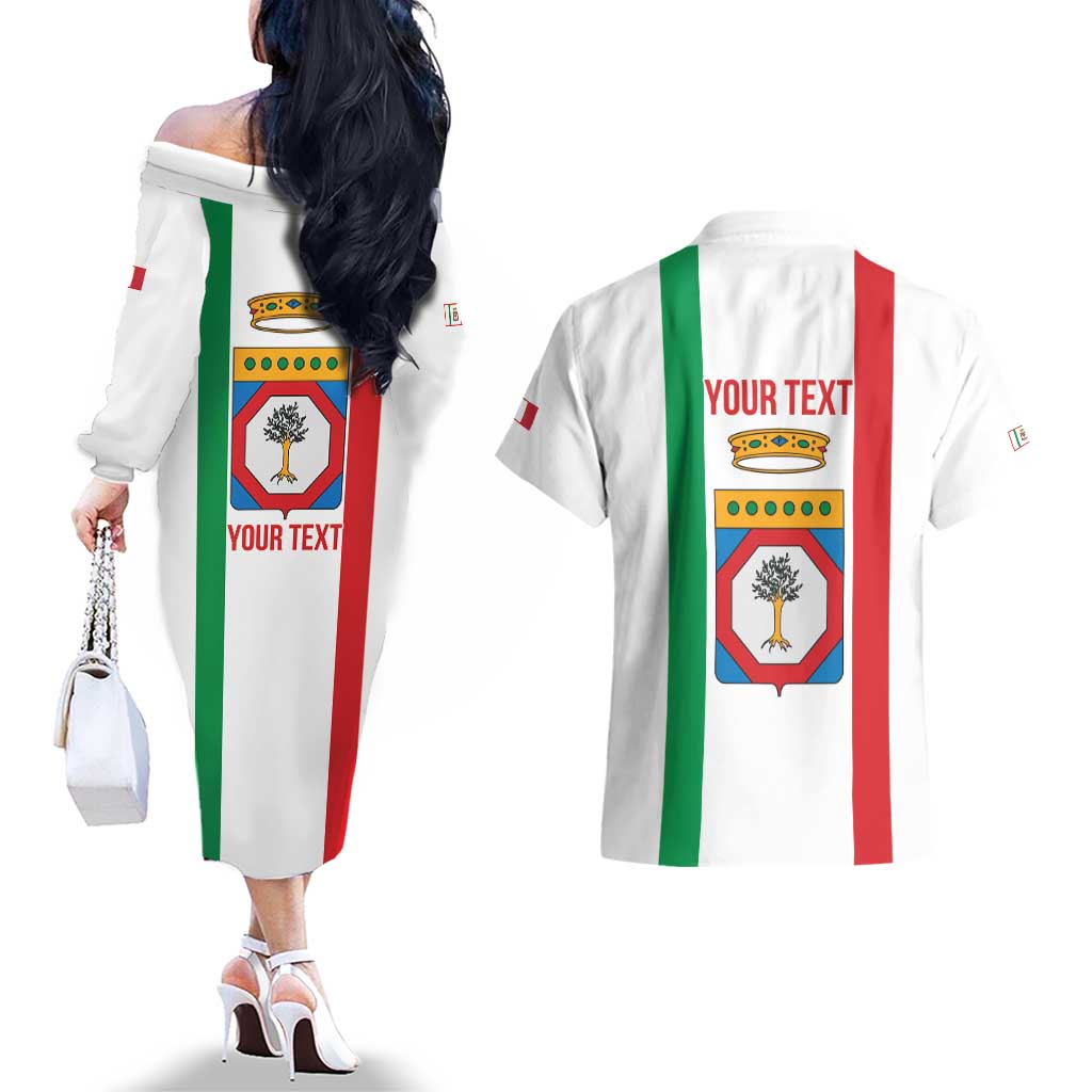 Personalized Italy Apulia Couples Matching Off The Shoulder Long Sleeve Dress and Hawaiian Shirt Inspiration Flags Style