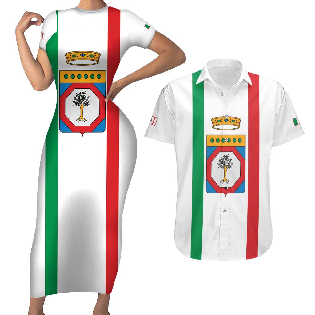 Personalized Italy Apulia Couples Matching Short Sleeve Bodycon Dress and Hawaiian Shirt Inspiration Flags Style