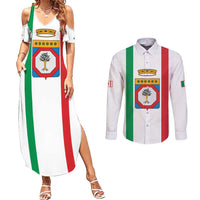 Personalized Italy Apulia Couples Matching Summer Maxi Dress and Long Sleeve Button Shirt Inspiration Flags Style