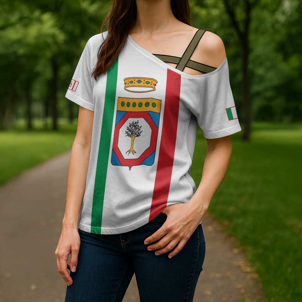 Personalized Italy Apulia Cross Shoulder Shirt Inspiration Flags Style - Wonder Print Shop