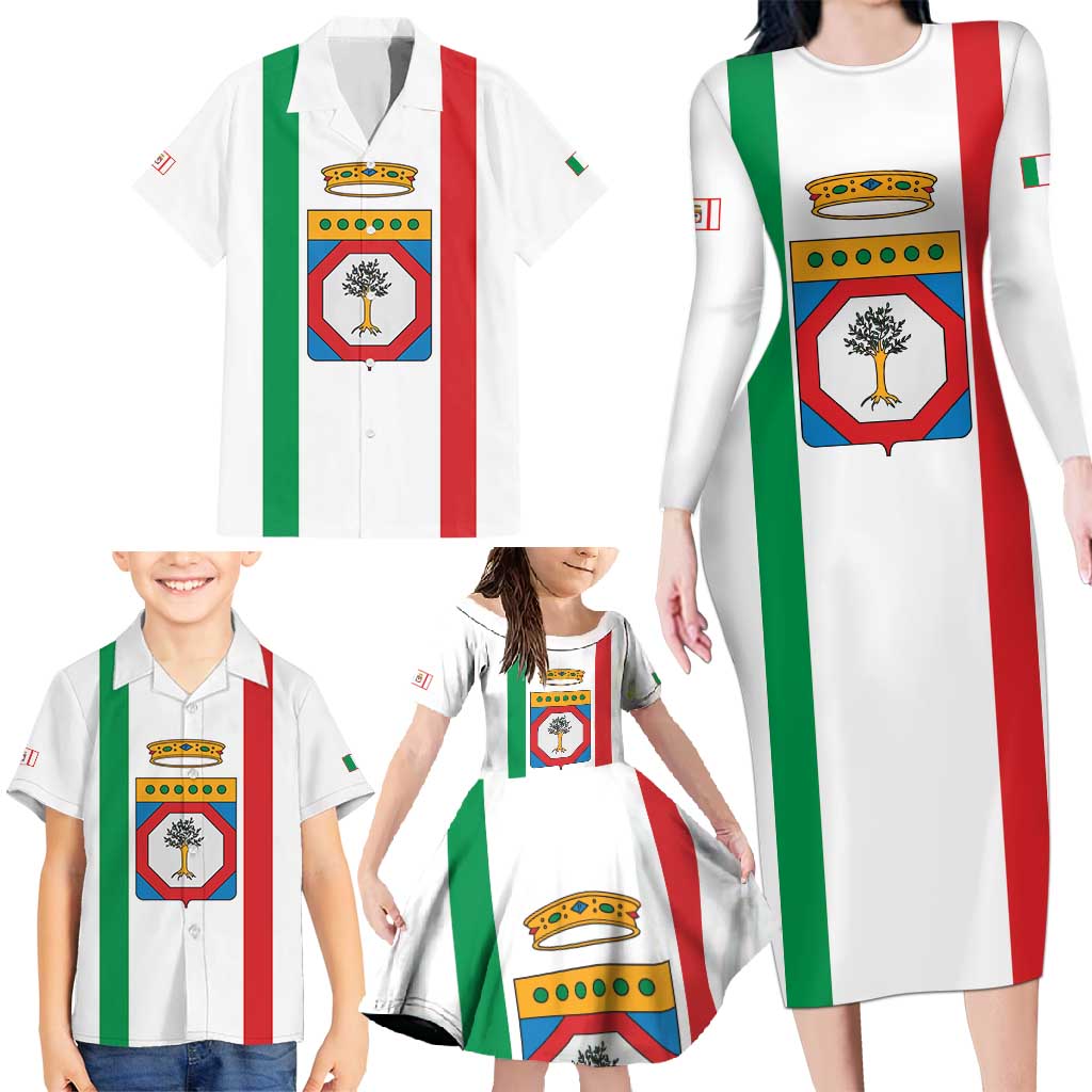 Personalized Italy Apulia Family Matching Long Sleeve Bodycon Dress and Hawaiian Shirt Inspiration Flags Style