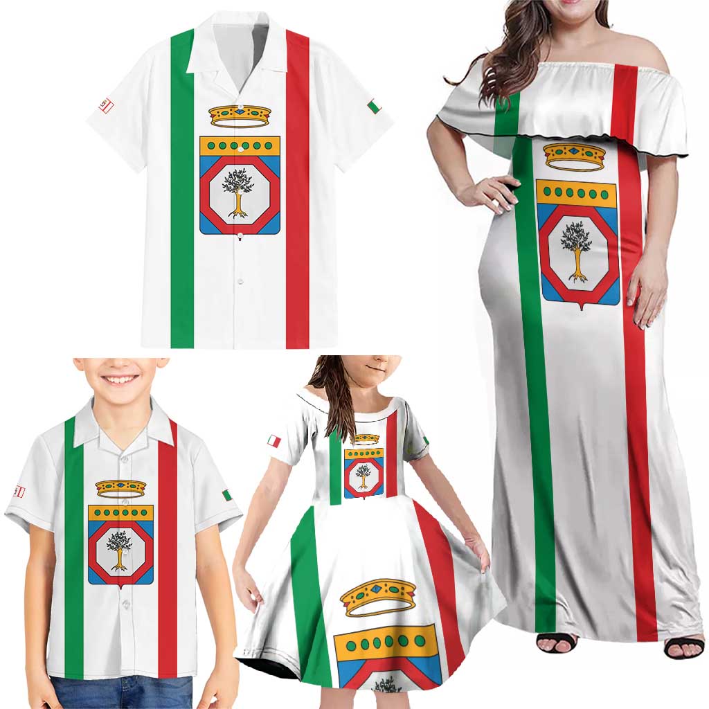 Personalized Italy Apulia Family Matching Off Shoulder Maxi Dress and Hawaiian Shirt Inspiration Flags Style
