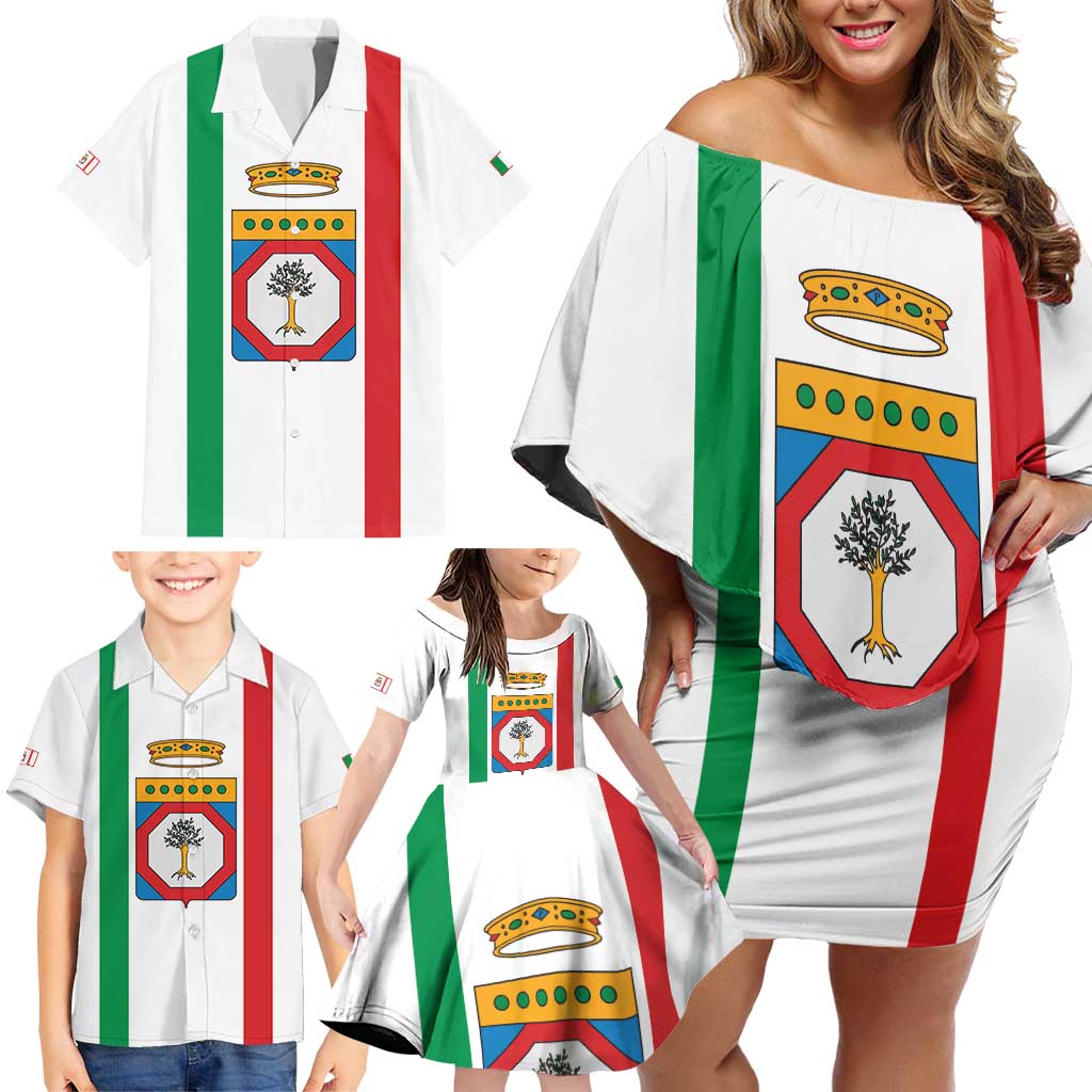 Personalized Italy Apulia Family Matching Off Shoulder Short Dress and Hawaiian Shirt Inspiration Flags Style