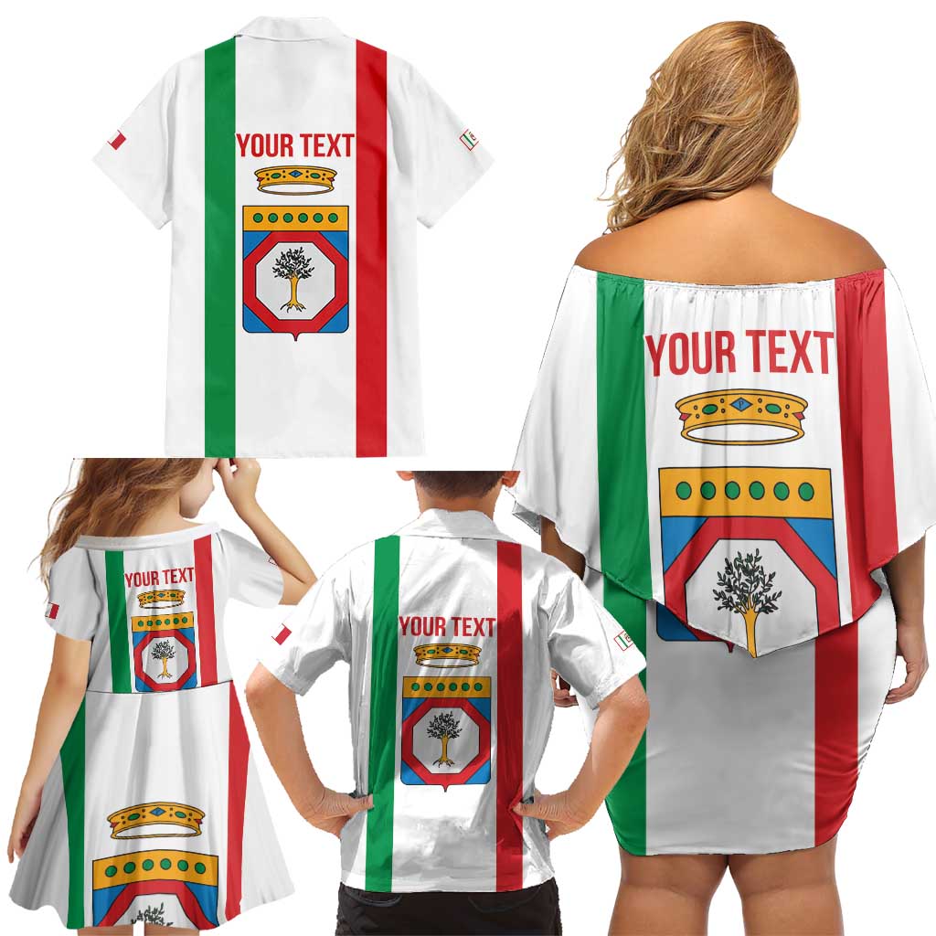 Personalized Italy Apulia Family Matching Off Shoulder Short Dress and Hawaiian Shirt Inspiration Flags Style