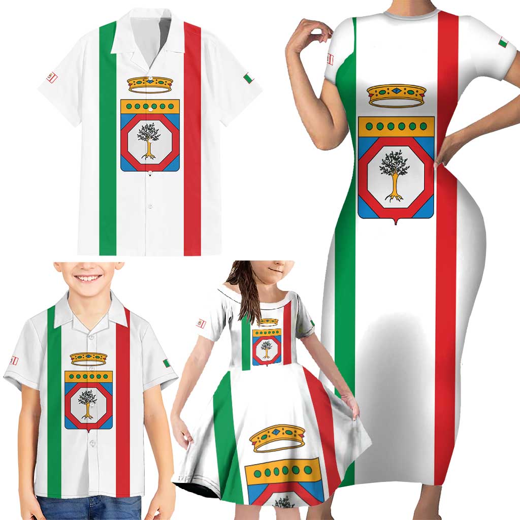 Personalized Italy Apulia Family Matching Short Sleeve Bodycon Dress and Hawaiian Shirt Inspiration Flags Style