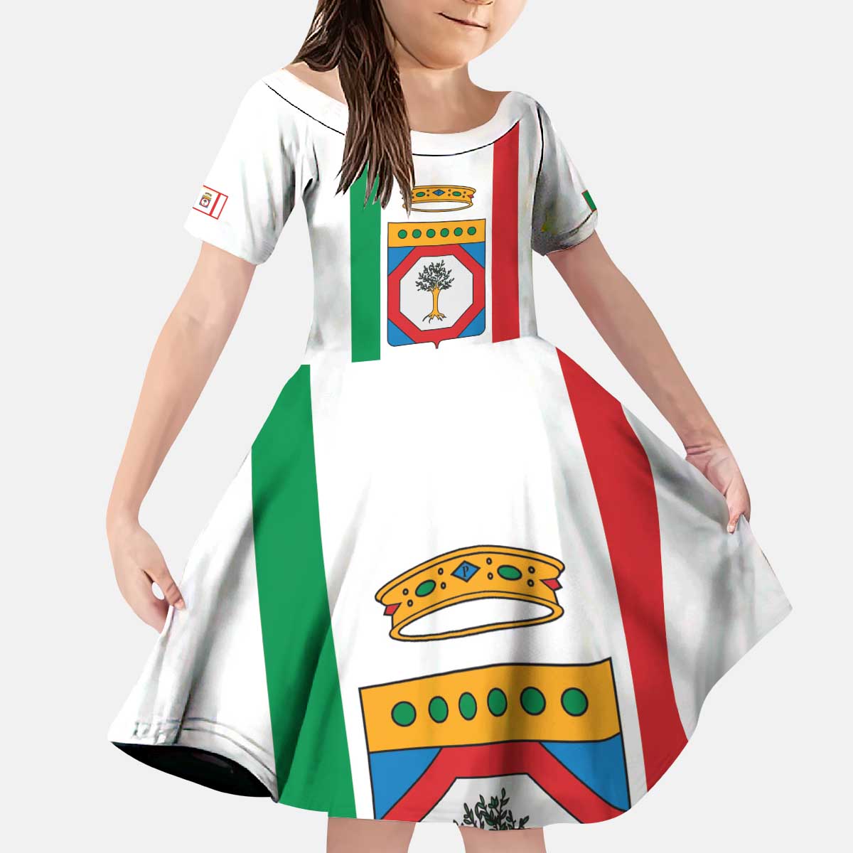 Personalized Italy Apulia Kid Short Sleeve Dress Inspiration Flags Style