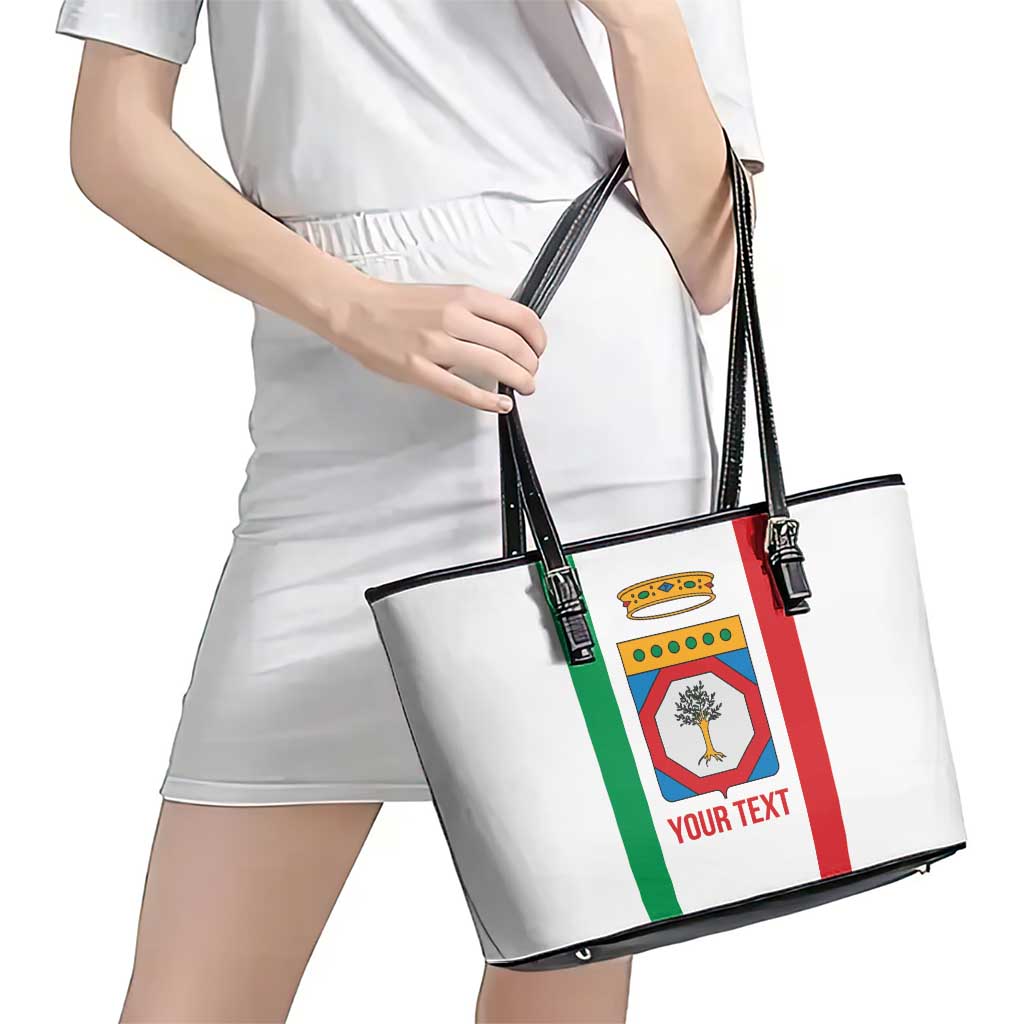Personalized Italy Apulia Leather Tote Bag Inspiration Flags Style