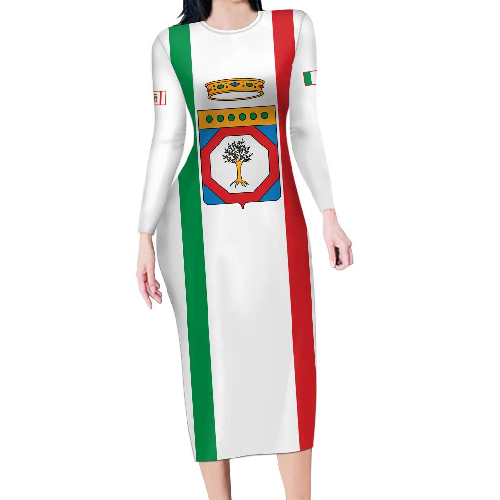 Personalized Italy Apulia Long Sleeve Bodycon Dress Inspiration Flags Style