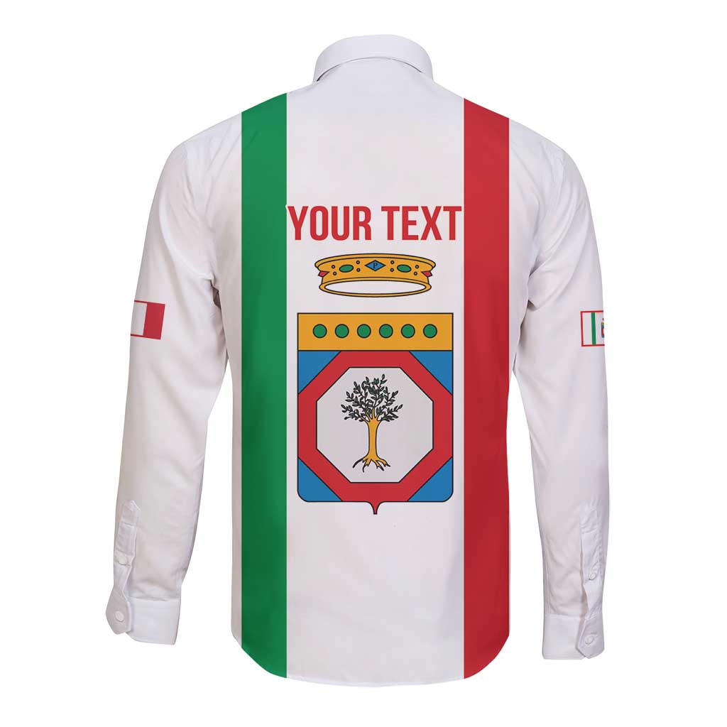 Personalized Italy Apulia Long Sleeve Button Shirt Inspiration Flags Style