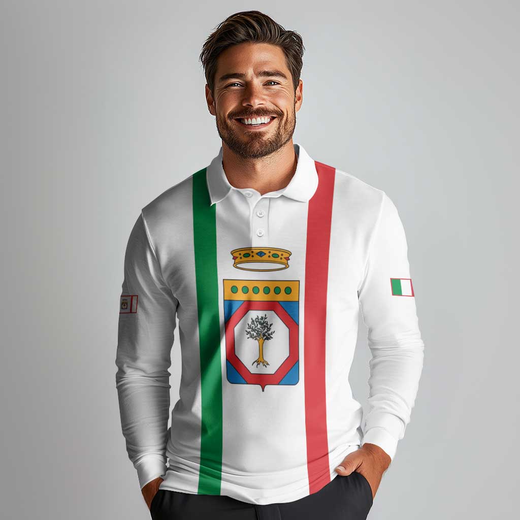 Personalized Italy Apulia Long Sleeve Polo Shirt Inspiration Flags Style