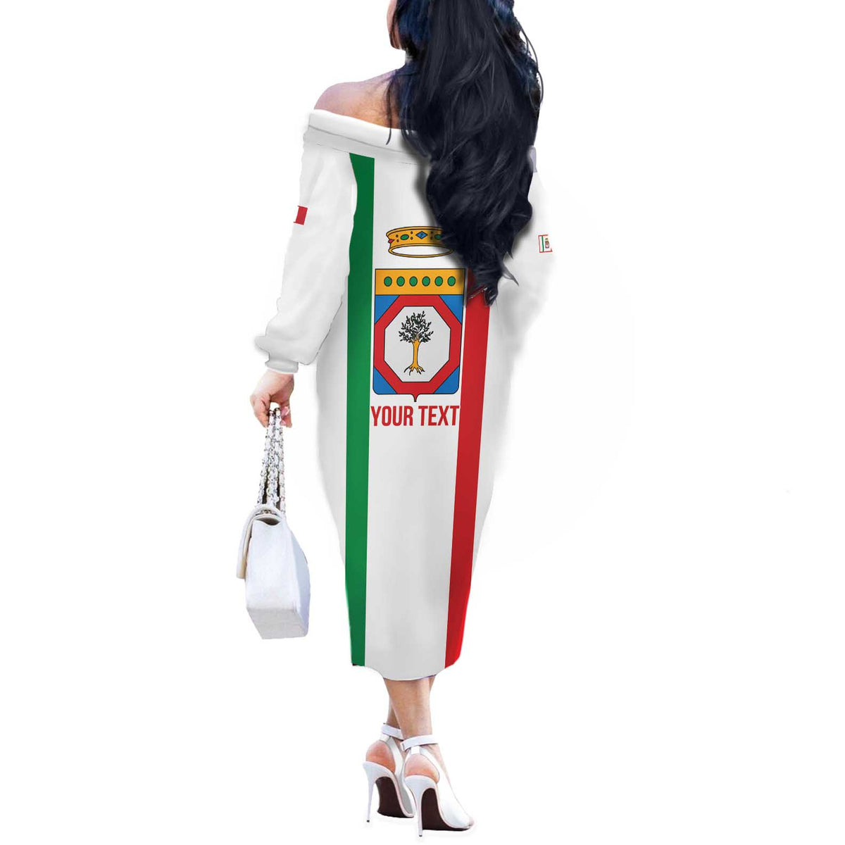 Personalized Italy Apulia Off The Shoulder Long Sleeve Dress Inspiration Flags Style