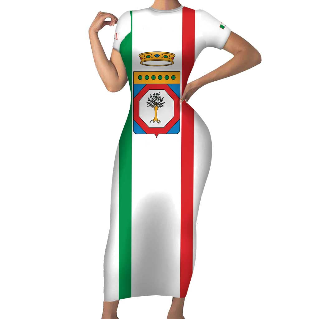 Personalized Italy Apulia Short Sleeve Bodycon Dress Inspiration Flags Style