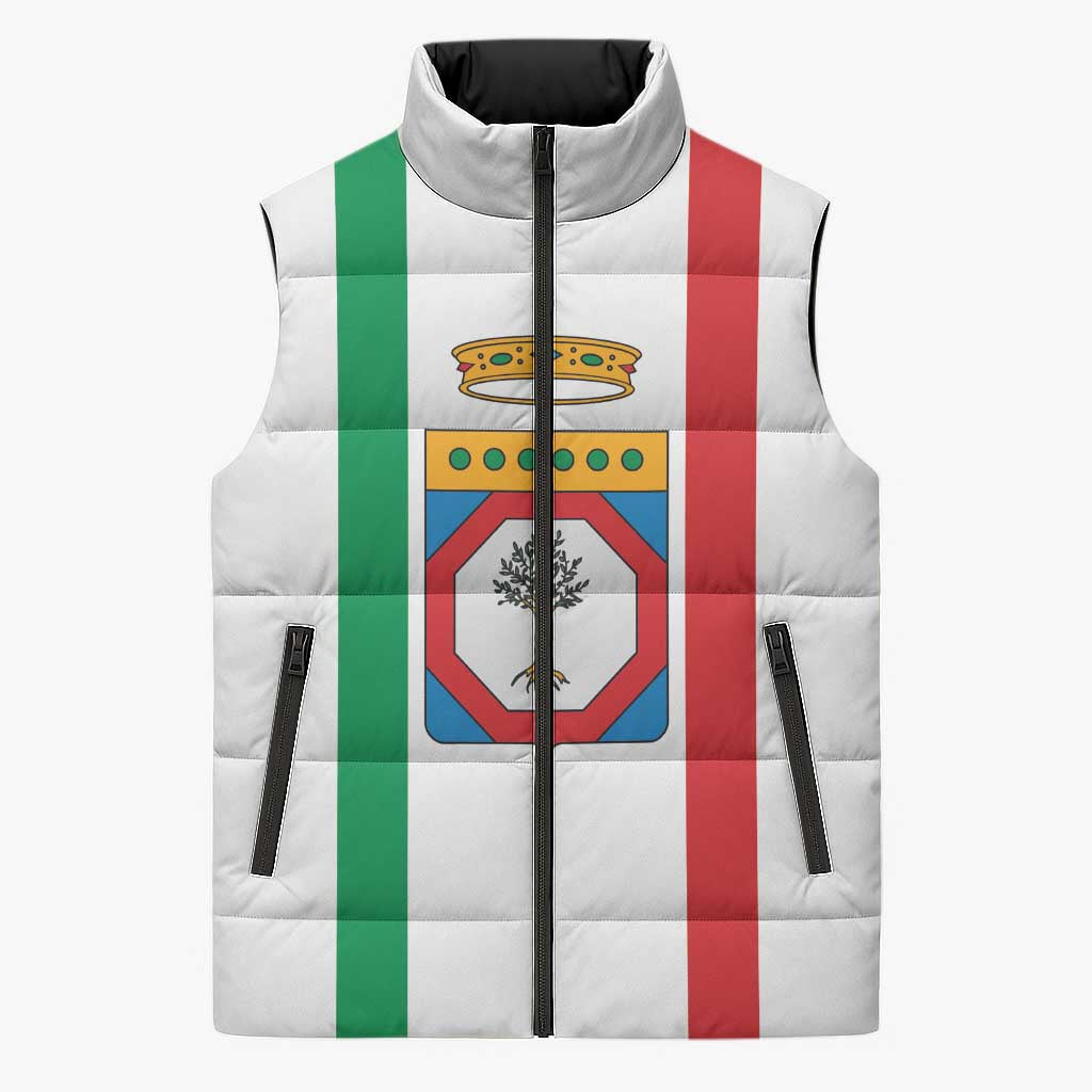 Personalized Italy Apulia Sleeveless Puffer Jacket Inspiration Flags Style - Wonder Print Shop