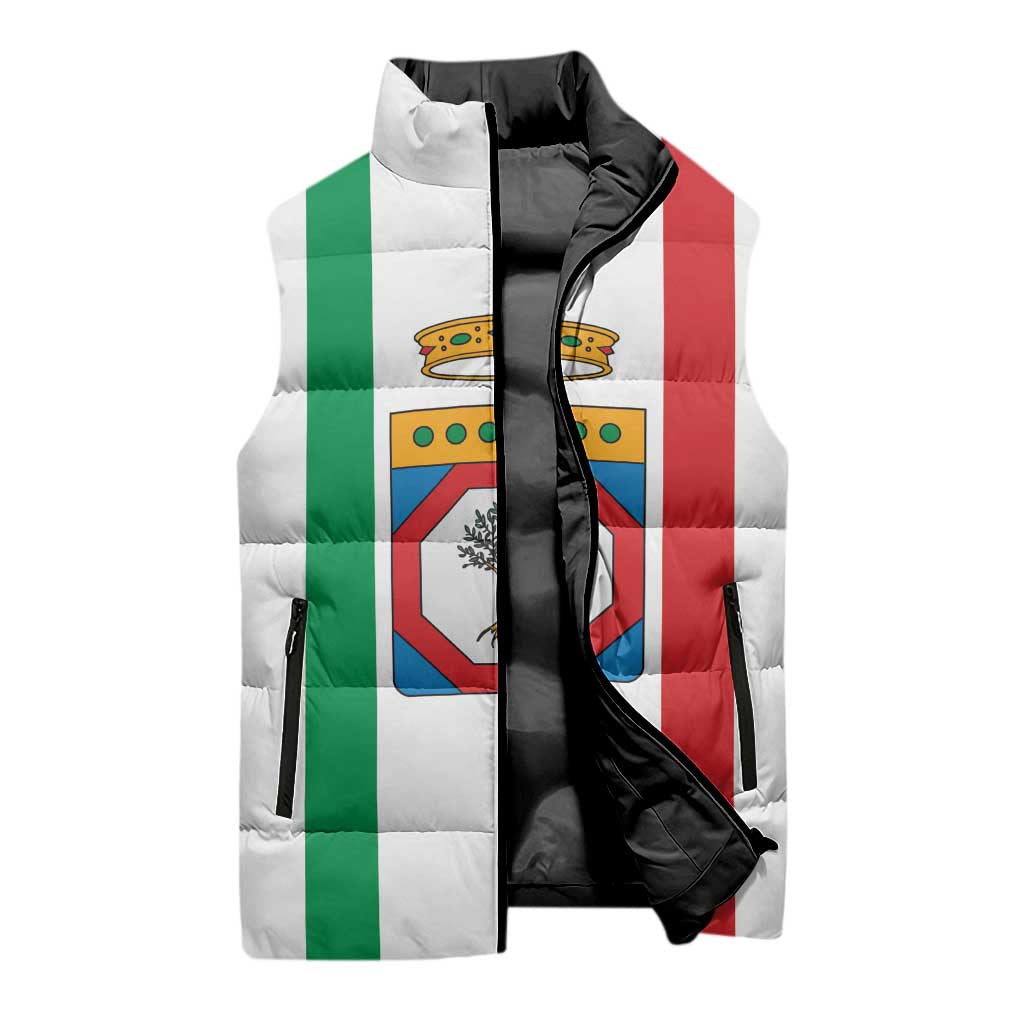 Personalized Italy Apulia Sleeveless Puffer Jacket Inspiration Flags Style - Wonder Print Shop