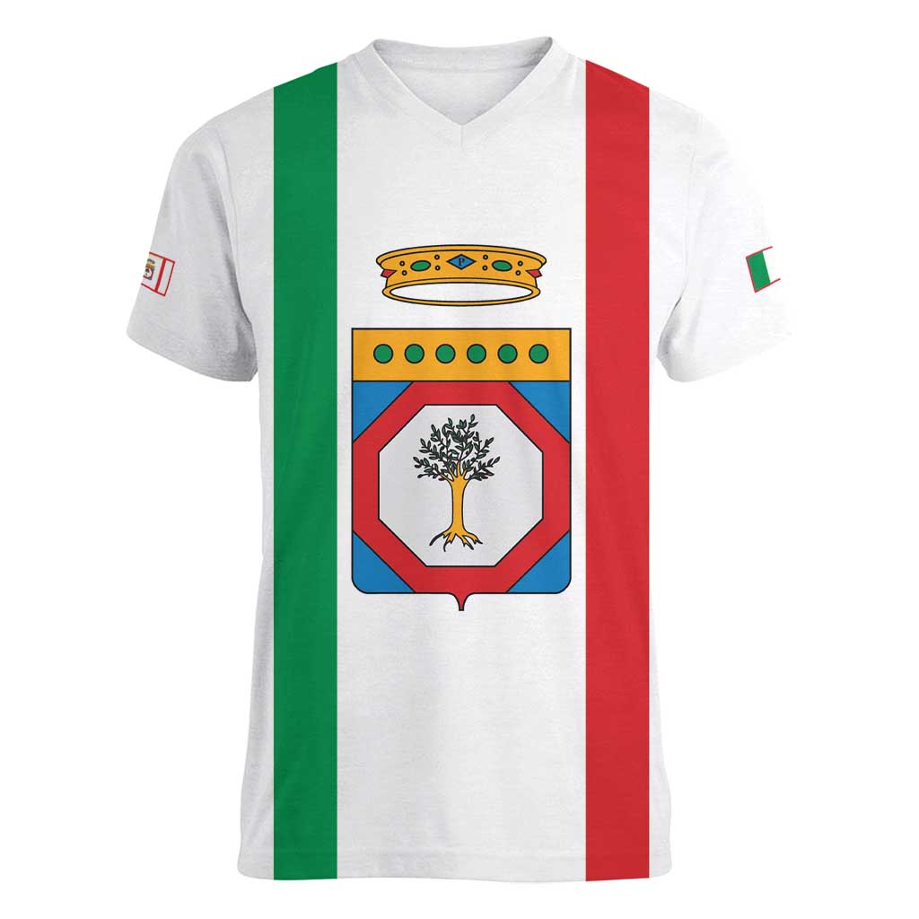 Personalized Italy Apulia Women V-Neck T-Shirt Inspiration Flags Style