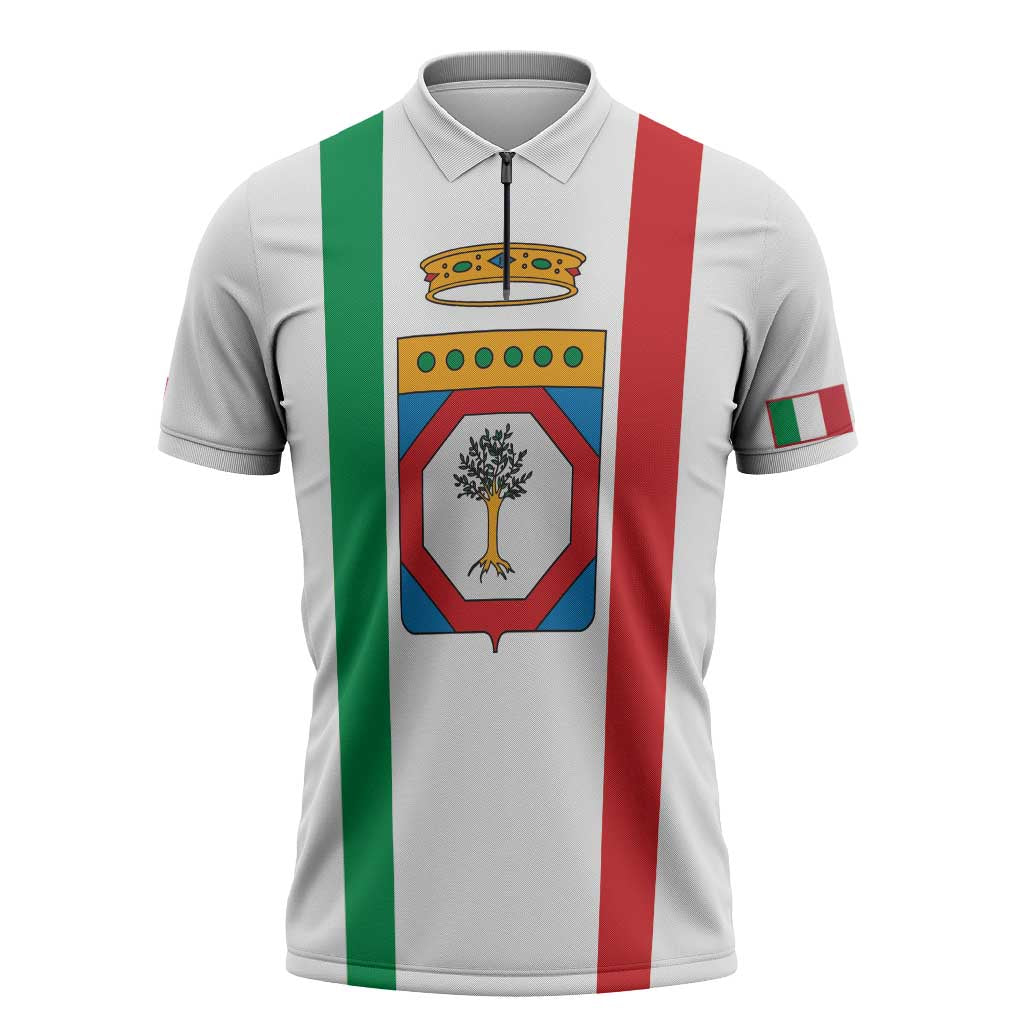 Personalized Italy Apulia Zipper Polo Shirt Inspiration Flags Style - Wonder Print Shop