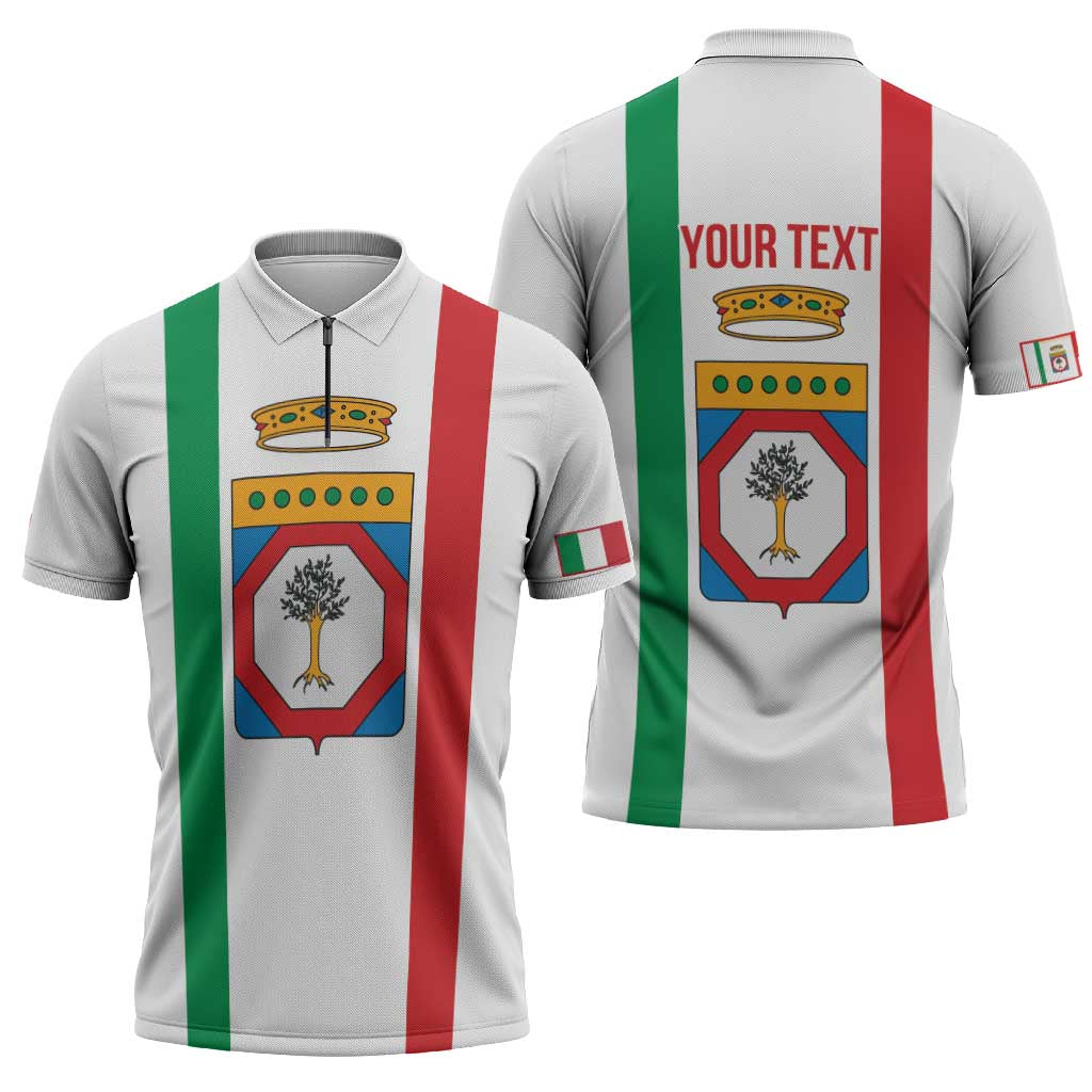 Personalized Italy Apulia Zipper Polo Shirt Inspiration Flags Style - Wonder Print Shop