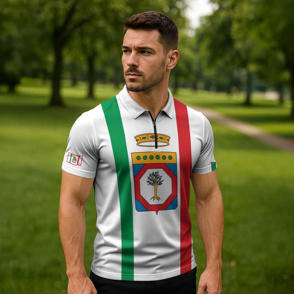Personalized Italy Apulia Zipper Polo Shirt Inspiration Flags Style - Wonder Print Shop