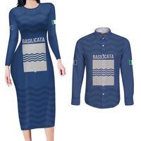 Personalized Italy Basilicata Couples Matching Long Sleeve Bodycon Dress and Long Sleeve Button Shirt Inspiration Flags Style