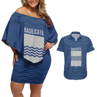 Personalized Italy Basilicata Couples Matching Off Shoulder Short Dress and Hawaiian Shirt Inspiration Flags Style
