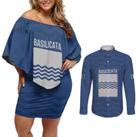 Personalized Italy Basilicata Couples Matching Off Shoulder Short Dress and Long Sleeve Button Shirt Inspiration Flags Style