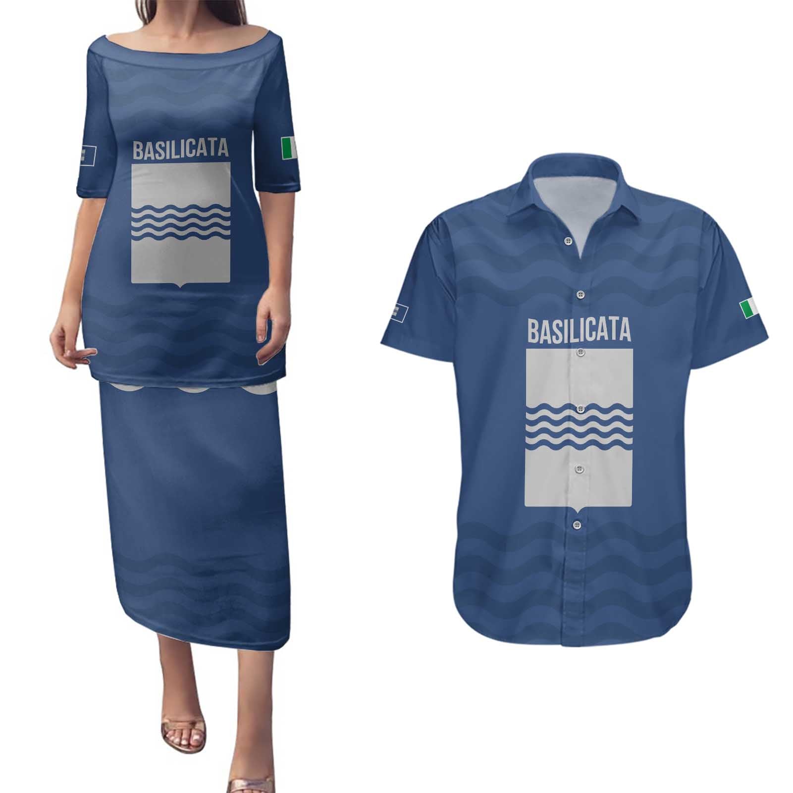Personalized Italy Basilicata Couples Matching Puletasi and Hawaiian Shirt Inspiration Flags Style
