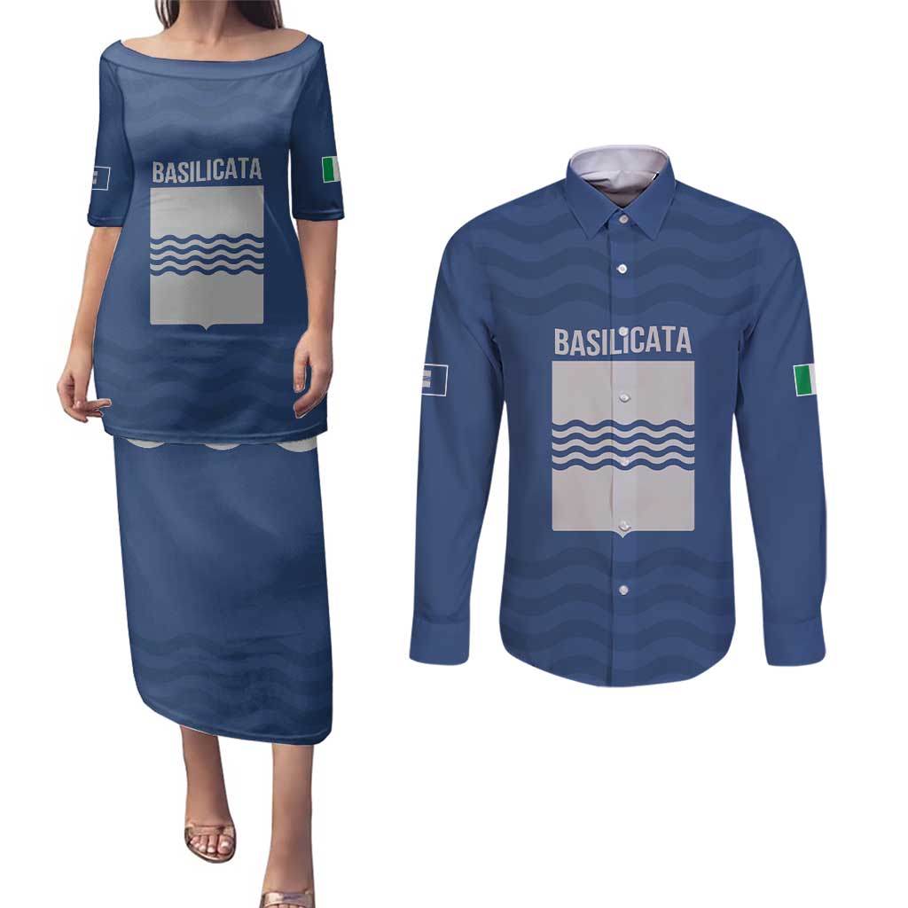 Personalized Italy Basilicata Couples Matching Puletasi and Long Sleeve Button Shirt Inspiration Flags Style