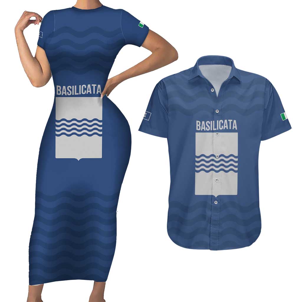 Personalized Italy Basilicata Couples Matching Short Sleeve Bodycon Dress and Hawaiian Shirt Inspiration Flags Style