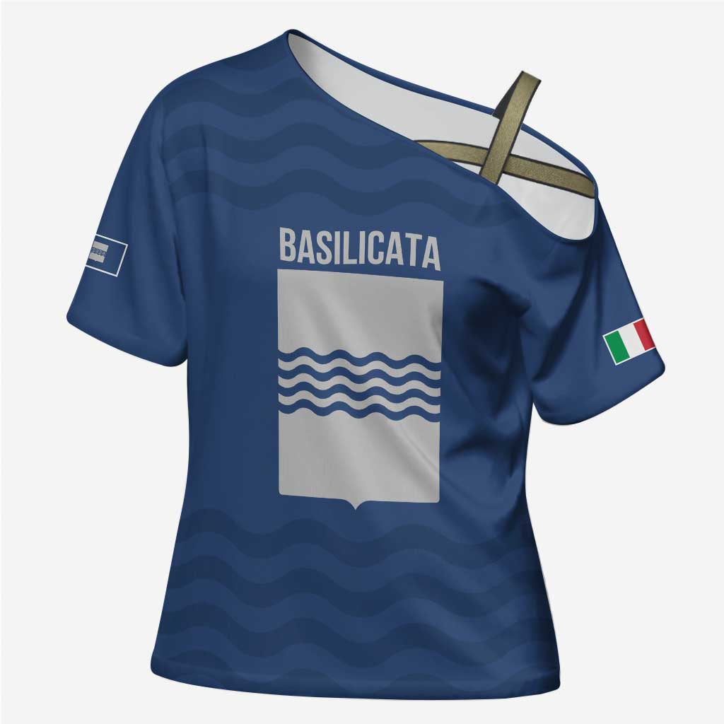 Personalized Italy Basilicata Cross Shoulder Shirt Inspiration Flags Style - Wonder Print Shop