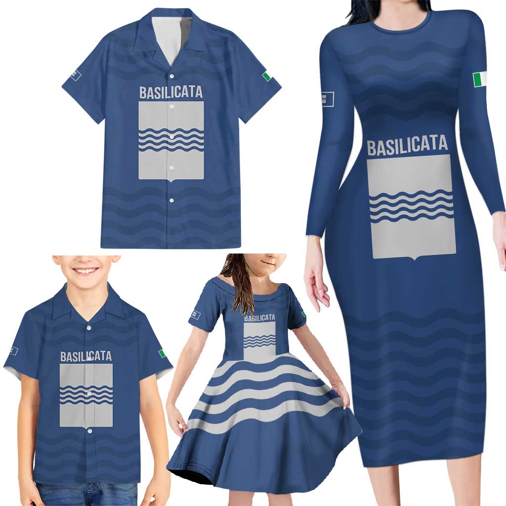 Personalized Italy Basilicata Family Matching Long Sleeve Bodycon Dress and Hawaiian Shirt Inspiration Flags Style