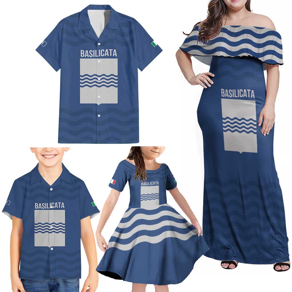 Personalized Italy Basilicata Family Matching Off Shoulder Maxi Dress and Hawaiian Shirt Inspiration Flags Style