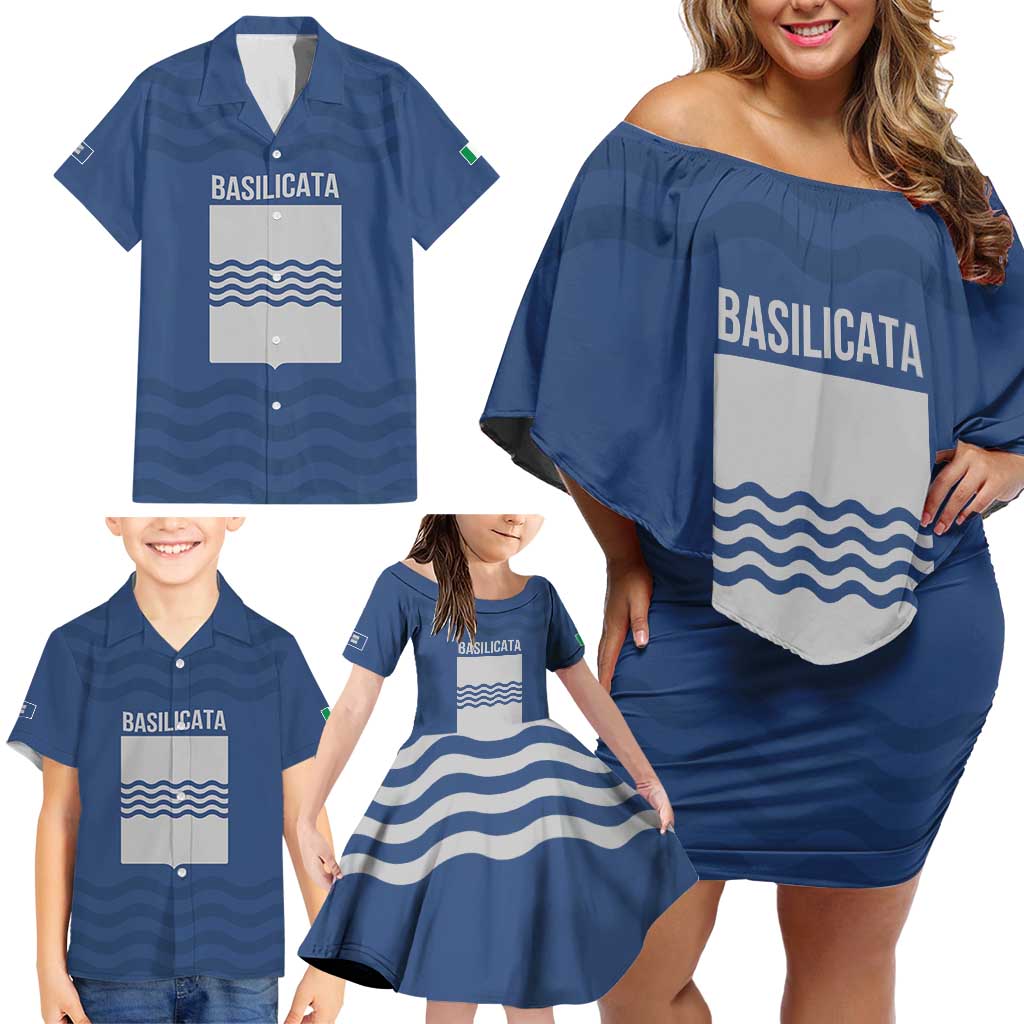 Personalized Italy Basilicata Family Matching Off Shoulder Short Dress and Hawaiian Shirt Inspiration Flags Style